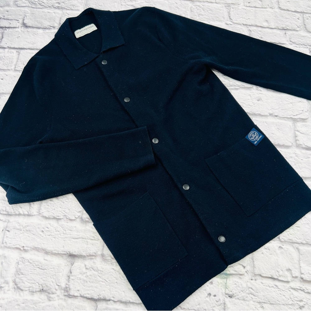 Scotch & Soda Knitwear Mens Cardigan Sweater Small Navy Blue Button Front